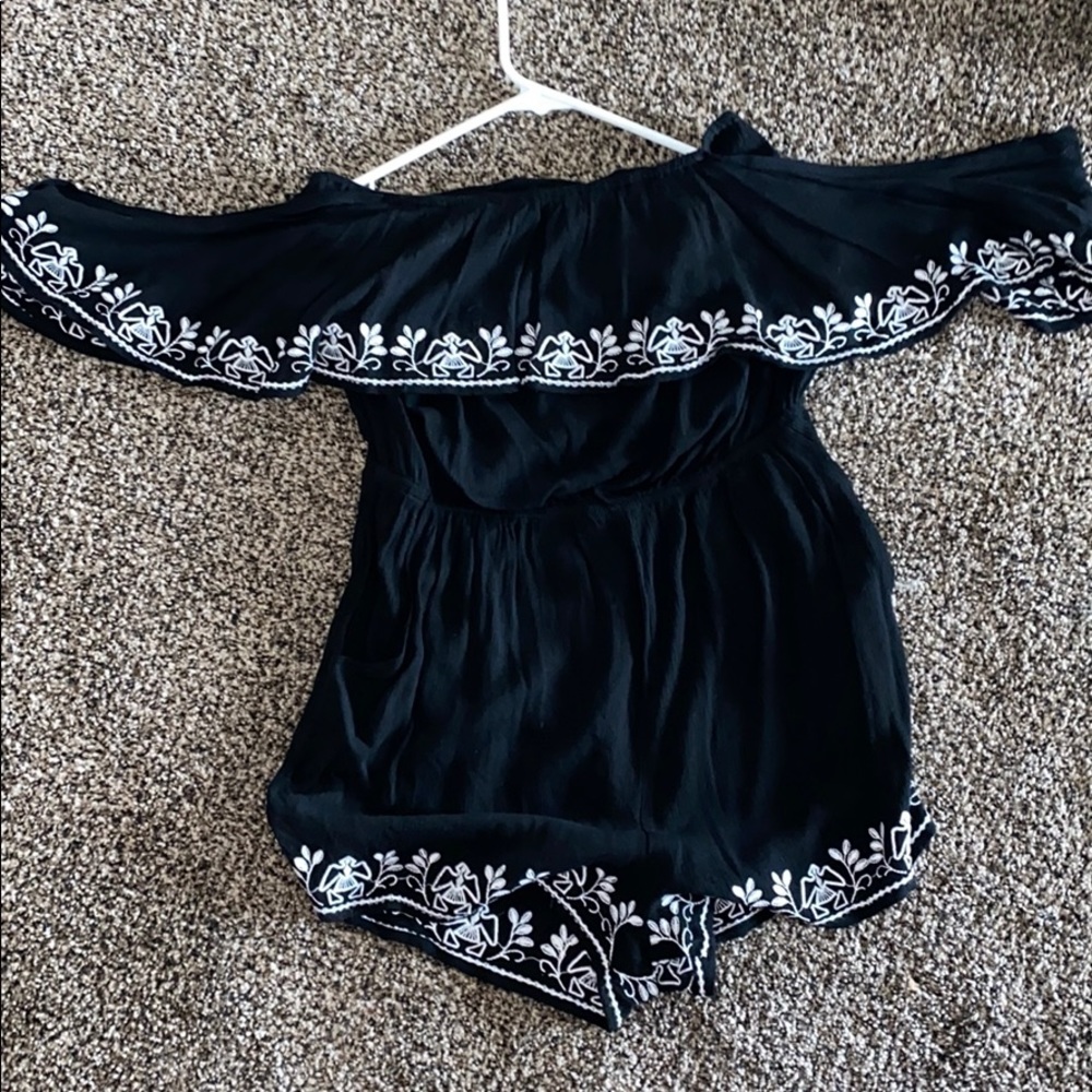 Shorts, off the shoulder romper.